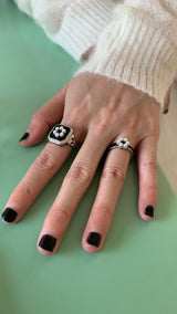 Black flower 2ring SET
