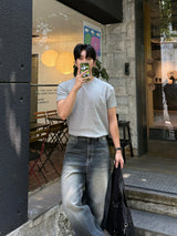 Cove banded wide denim pants