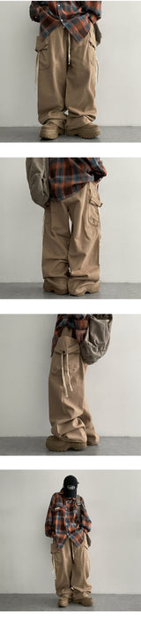 Pepe String cargo wide banding pants