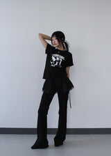 HIP SHIRRING BOOTS CUT PANTS