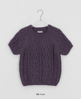 Shuel Wool Cable Short Sleeve Knit