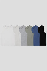 [1+1] Waffle Crop Sleeveless Tee