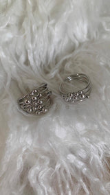 Silver ball bangle ring 2SET