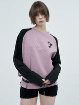 patched raglen t-shirts / blueberry