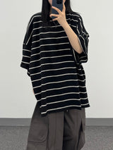 シアー ストライプド Tシャツ