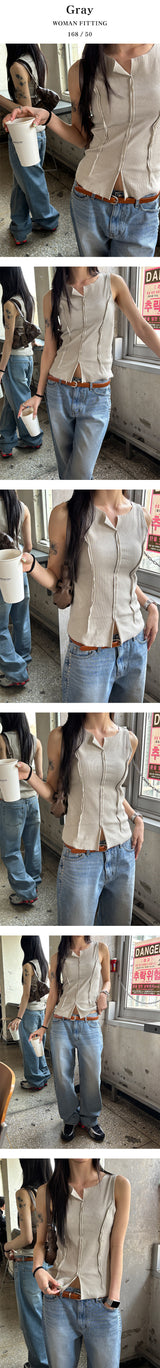 [S/S] Pigment cutting sleeveless top(3color)