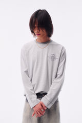 JACQUARD STRIPE TOTEM PRINT CUFF HOLLOW EMBROIDERY RAW-EDGE BASE LAYER LONG SLEEVE