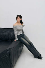 RIEN ONE-SHOULDER SHIRRING TOP / MELANGE