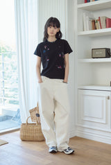 26SS★ Mushroom Stitch Crop Short Sleeve Tee