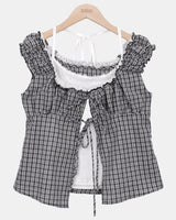 Mumon Check Sleeveless Blouse