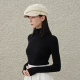 VA Stud Wool Combo Newsboy Cap / Ivory