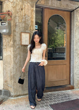 Non-Fade Stitch Wide Denim Pants (2color)