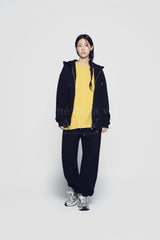 24FW アップサイドダウンロゴナッピングズリーフーディージップアップブラック