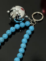 SILVER WIDE BALL KEYRING / TURKEY STONE