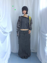 フェミニンフラットネックロングTシャツ