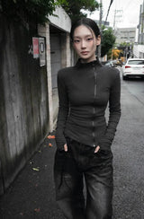 26FW★ OFFSET RIB HIGH NECK ZIP-UP