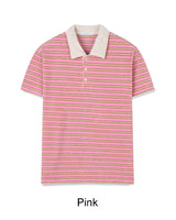 Gaen Terry Stripe Collar Tee