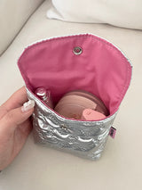 Silver Heart Button Pouch
