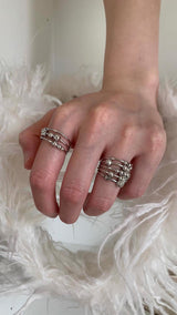Silver ball bangle ring 2SET