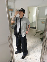 No.1732 vtg check pocket half SHIRT (3color)