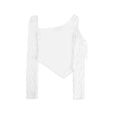 カットアウトウェーブスリーブトップ[White]