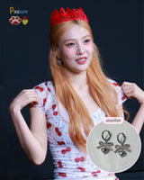 [Hearts2Hearts Yuha Piercing] Coquette Laced Ribbon and Heart Huggies Piercing