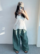 インディアンアシンメトリカルメッシュスリーブレス🤎🤍💚 - 2カラーズ