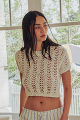 シアークロップニットトップ (IVORY)