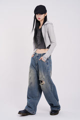 Sunrise strap damage denim pants