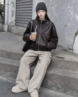 (UNISEX) Rush Crop Leather Jacket