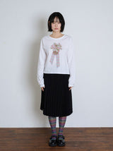 コサージュポイントスリム長袖Tシャツ