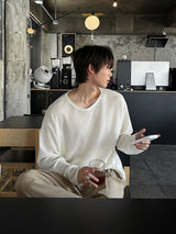 [1+1] LMN Roé Summer Boat Neck Oversized Knit Long Sleeve Tee (4 colors)