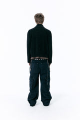 (BASE) MONO KNIT ZIP UP (BLACK)