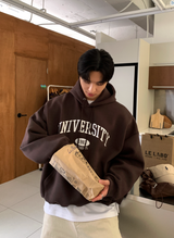  Urban University Embroidery Double Middle Overfit Hoodie