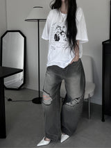 gray damaged balloon denim