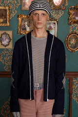 ARGYLE ZIP-UP KNIT / NAVY