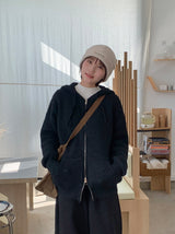[unisex] ケルトウールオーバーニットフードジップアップ