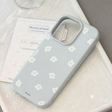 シフォンブルーホワイトサマーフラワーハード iPhone ケース
