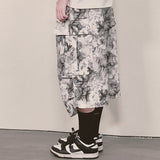 tiedye capri cargo shorts_white