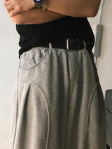 [A-P0118] ワイドタックラインスウェットパンツ (5色)
