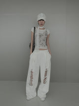 Fray Cutout Sweatpants