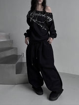 back rivet winter wide pants