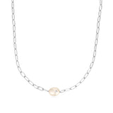 [(G)I-DLE Woozi Worn] Freshwater Pearl Chunky Chain 925 Silver Necklace N043-05H