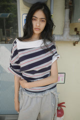 26SS★ OFF-SHOULDER SHIRT LAYERED UNBALANCED T-SHIRT