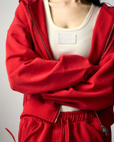 [UPDRAFT]NYLON MIXED COTTON ZIP-UP RED