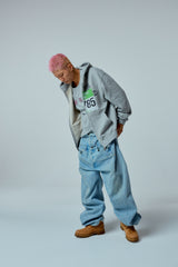 Street league artwork damage washing hoodie zip-up (Melange)
