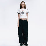 SunFlower Crop Ringer T-Shirt_White