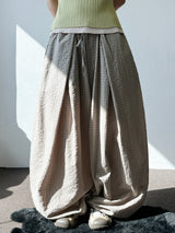 Er Checked Linen Balloon Fit Pants 3color