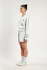 TEMPUS パッチクロップフードジップアップ (WHITE MELANGE)
