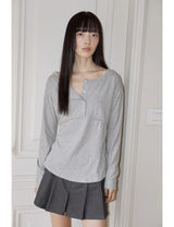 プラケット リブド ティーシャツ(GREY)